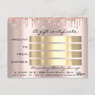 Carte Postale Certificat cadeau Gold Dridays Confetti Rose