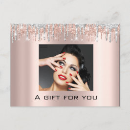Carte Postale Certificat cadeau Vacances Beauté Rose maquillage 