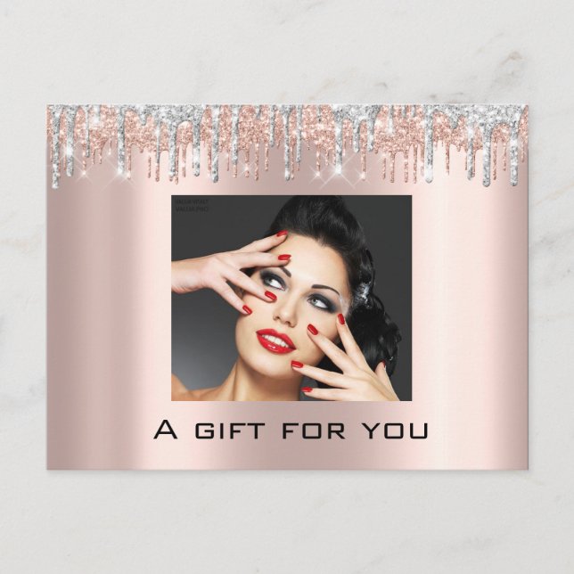 Carte Postale Certificat cadeau Vacances Beauté Rose maquillage  (Devant)