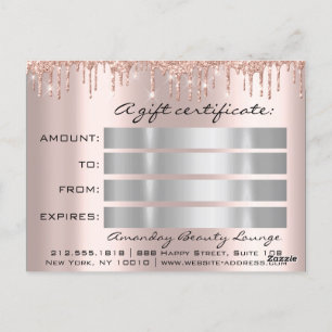 Carte Postale Certificat cadeau Vacances beauté Rose SilverLashe