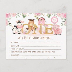 Carte Postale Certificat d'adoption d'un animal de ferme pour le