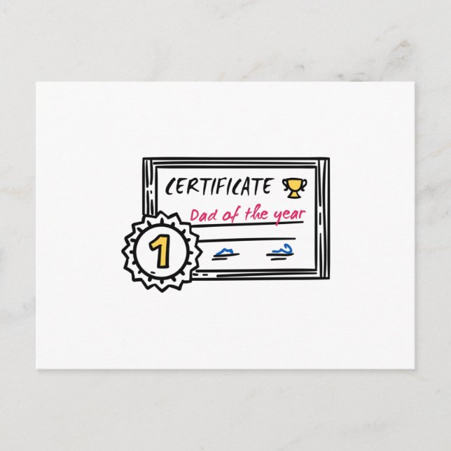 Carte Postale Certificat de papa de l'année Prix de la fête des  (Devant)