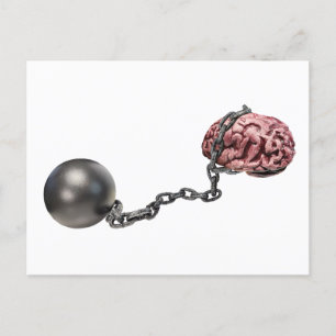 Carte Postale Cerveaux avec boule et chaîne
