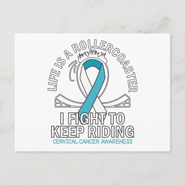 Carte Postale Cervical cancer conscience blanc ruban turquoise (Devant)