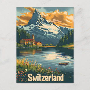 Carte Postale Cervin majestueux : Lakeside Bliss en Suisse