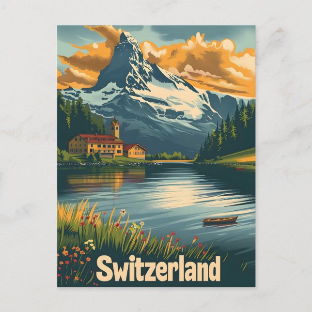 Carte Postale Cervin majestueux : Lakeside Bliss en Suisse (Devant)