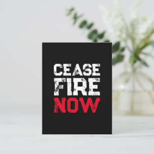 Carte Postale Cessez le feu Maintenant blanc rouge noir grunge t