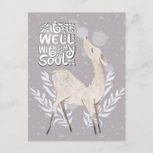 Carte Postale C'est bien avec mon âme, Cerf d'Aquarelle d'hiver
