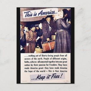 Carte Postale C'Est L'Amérique Qui La Garde Libre !