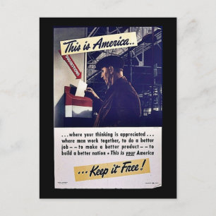 Carte Postale C'Est L'Amérique Qui La Garde Libre !