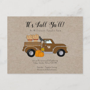 Carte Postale C'est l'automne Ya'll Kraft Automne Party Invitati
