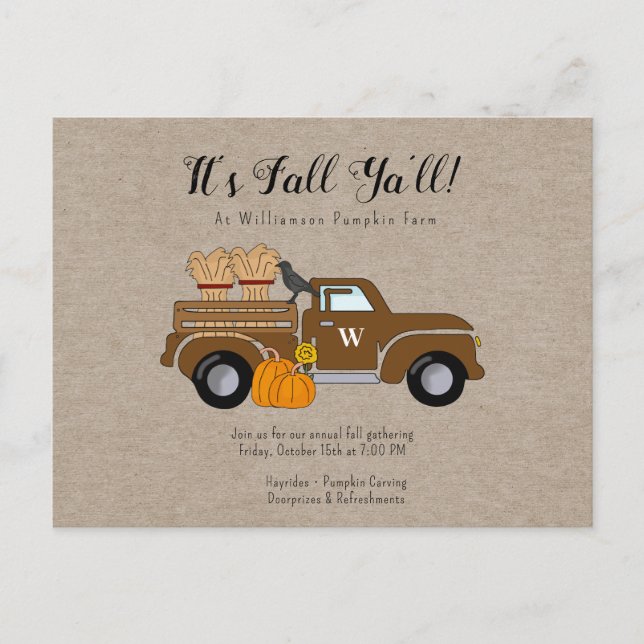Carte Postale C'est l'automne Ya'll Kraft Automne Party Invitati (Devant)