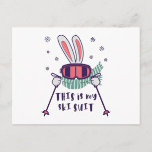 Carte Postale C'est mon lapin de ski en combinaison de ski avec