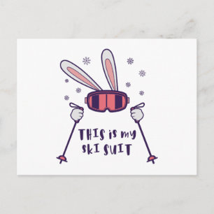 Carte Postale C'est mon lapin de ski en combinaison de ski avec
