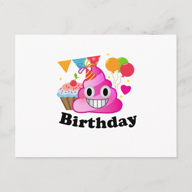 Carte Postale C'est My Birthday Poop Emoji kids Boy Party (Devant)