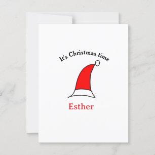 Carte Postale C'est Noël heure Père Noël rouge casquette nom sim