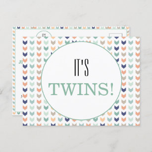 Carte Postale C'est Twins Modern Geometry Twins Baby shower