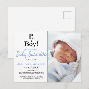 Carte Postale C'est un garçon mignon Bleu Baby Sprinkle Invitati