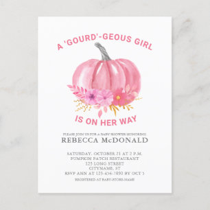 Carte Postale C'est une fille amusant Pun rose Citrouille Baby G