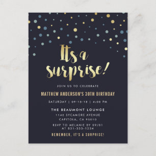 Carte Postale C'est une surprise ! Anniversaire de confettis de
