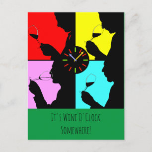 Carte Postale C'est Wine O'clock Quelque part le vino graphique 