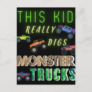 Carte Postale Cet Enfant A Vraiment Digéré Des Camions Monster