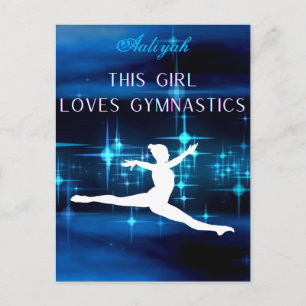 Carte Postale Cette fille adore la gymnastique Noir, Bleu, Blanc