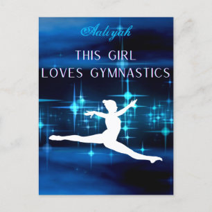 Carte Postale Cette Fille Aime La Gymnastique Noir, Bleu, Blanc