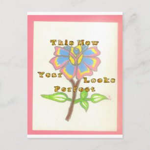 Carte Postale Cette nouvelle année semble parfait floral texte a