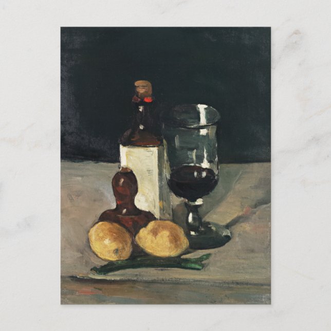 Carte Postale Cezanne - Vie morte avec bouteille, verre, citrons (Devant)
