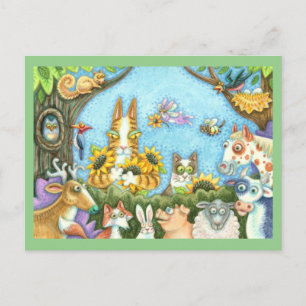 CARTE POSTALE CHAÎNES N'FITZ ET MENAGERIE D'AMIS, AMUSANT