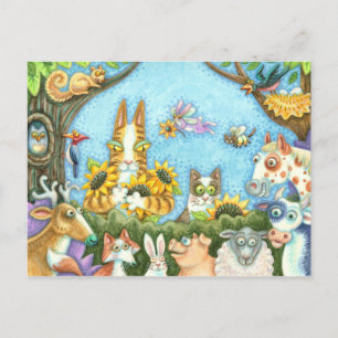 CARTE POSTALE CHAÎNES N'FITZ ET MENAGERIE D'AMIS, AMUSANT
