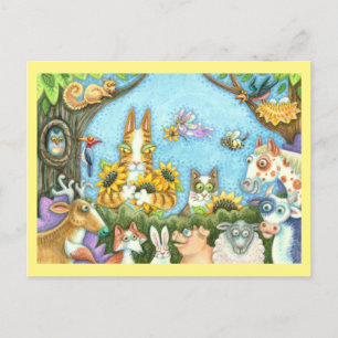 CARTE POSTALE CHAÎNES N'FITZ ET MENAGERIE D'AMIS, AMUSANT