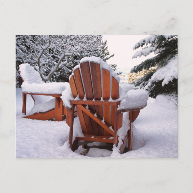 Carte Postale Chaises Adirondack Neige en hiver Photo (Devant)