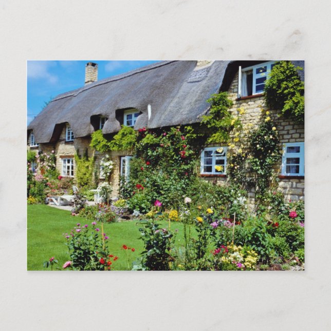 Carte Postale Chalet à chaume rouge près de Gloucester, Cotswold (Devant)