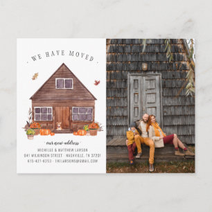 Carte Postale Chalet Cosy d'Automne   Annonce de déménagement