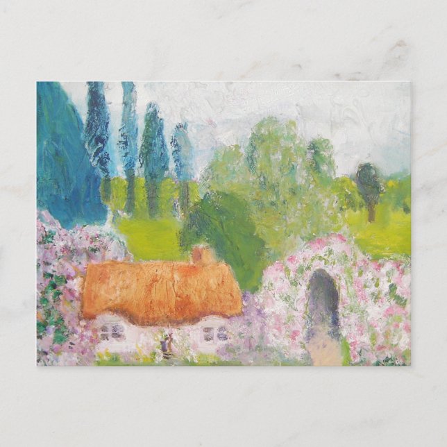 Carte Postale Chalet rose à chaume (Devant)