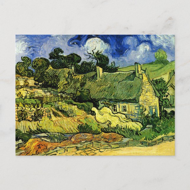 Carte Postale Chalets à chaume, Cordeville par Vincent van Gogh (Devant)