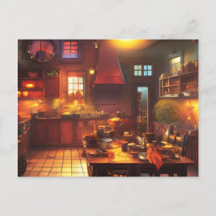 Carte Postale Chaleureux et cosy Art numérique de cuisine