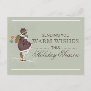 Carte Postale Chaleureux souhaits Vintage Fille Noël Fête