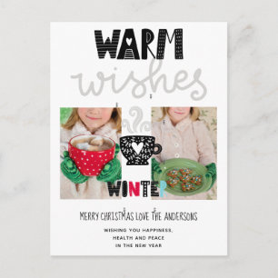 Carte Postale Chaleureux voeux Noël PHOTO Doodles scandinaves