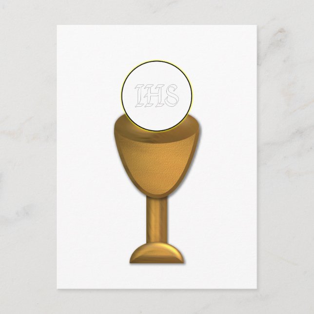 Carte Postale Chalice d'or et hôte - Sainte Communion (Devant)