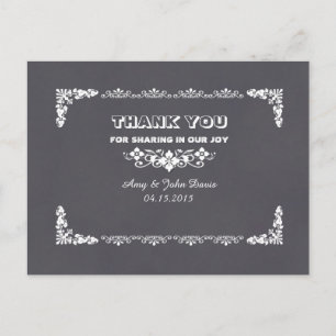 Carte Postale Chalkboard art déco mariage merci notes deco3