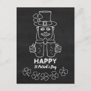 Carte Postale Chalkboard Leprechaun, Saint Patrick's Day