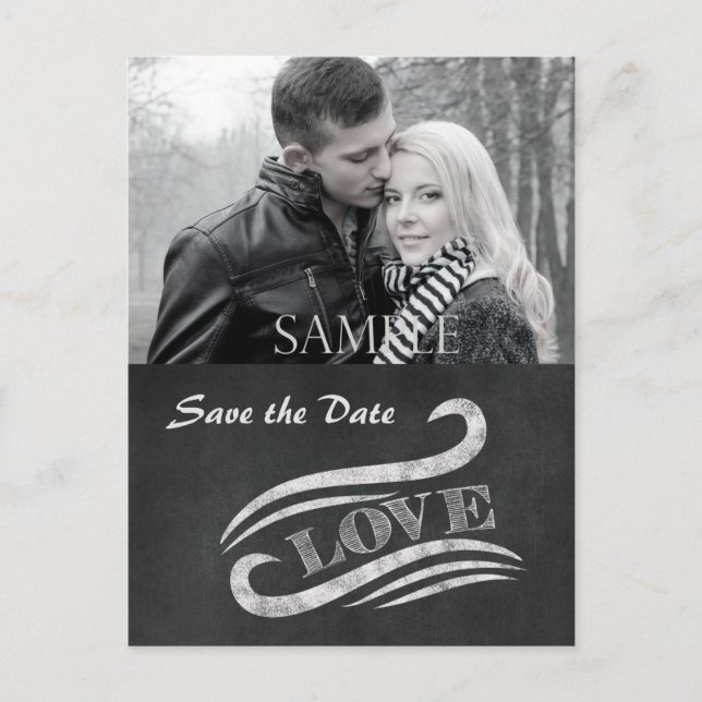 Carte Postale Chalkboard Love Enregistrer la date (Devant)