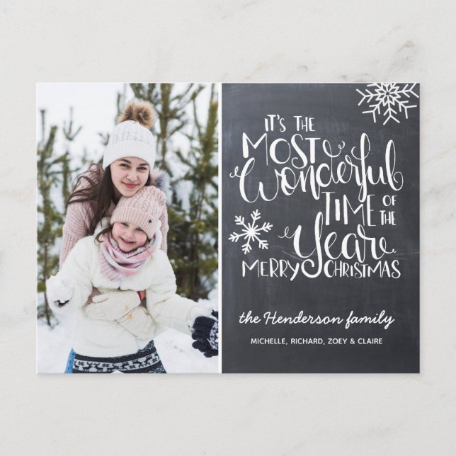 Carte Postale Chalkboard Snowflake Joyeux Noël Photo (Devant)