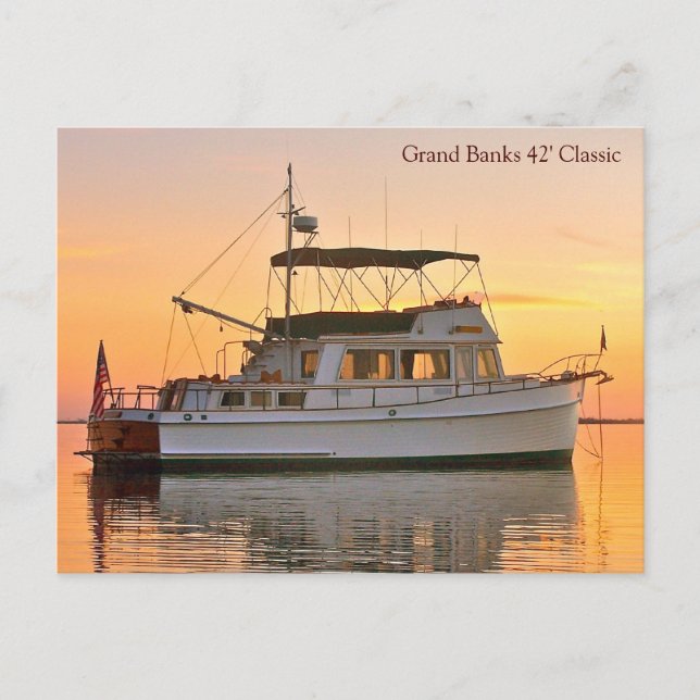 Carte Postale Chalutier Grand Banks au coucher du soleil, 42' Cl (Devant)