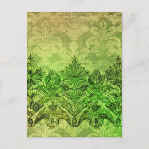 CARTE POSTALE CHAMBRE, LACE & DAMASK : VERT DU PRINTEMPS
