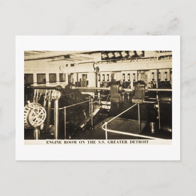 Carte Postale Chambre moteur sur la S.S. Greater Detroit - Ligne (Devant)