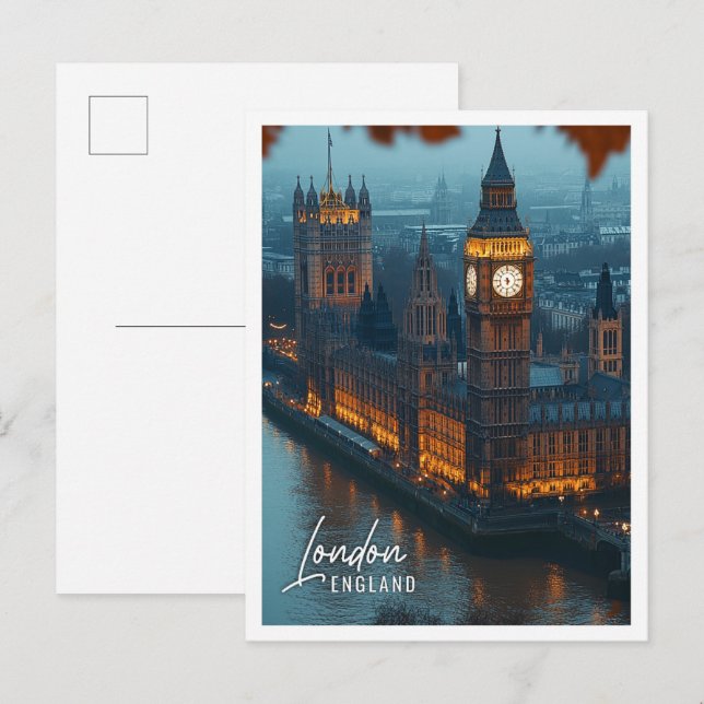 Carte Postale Chambres du Parlement de Big Ben Londres Angleterr (Devant / Derrière)